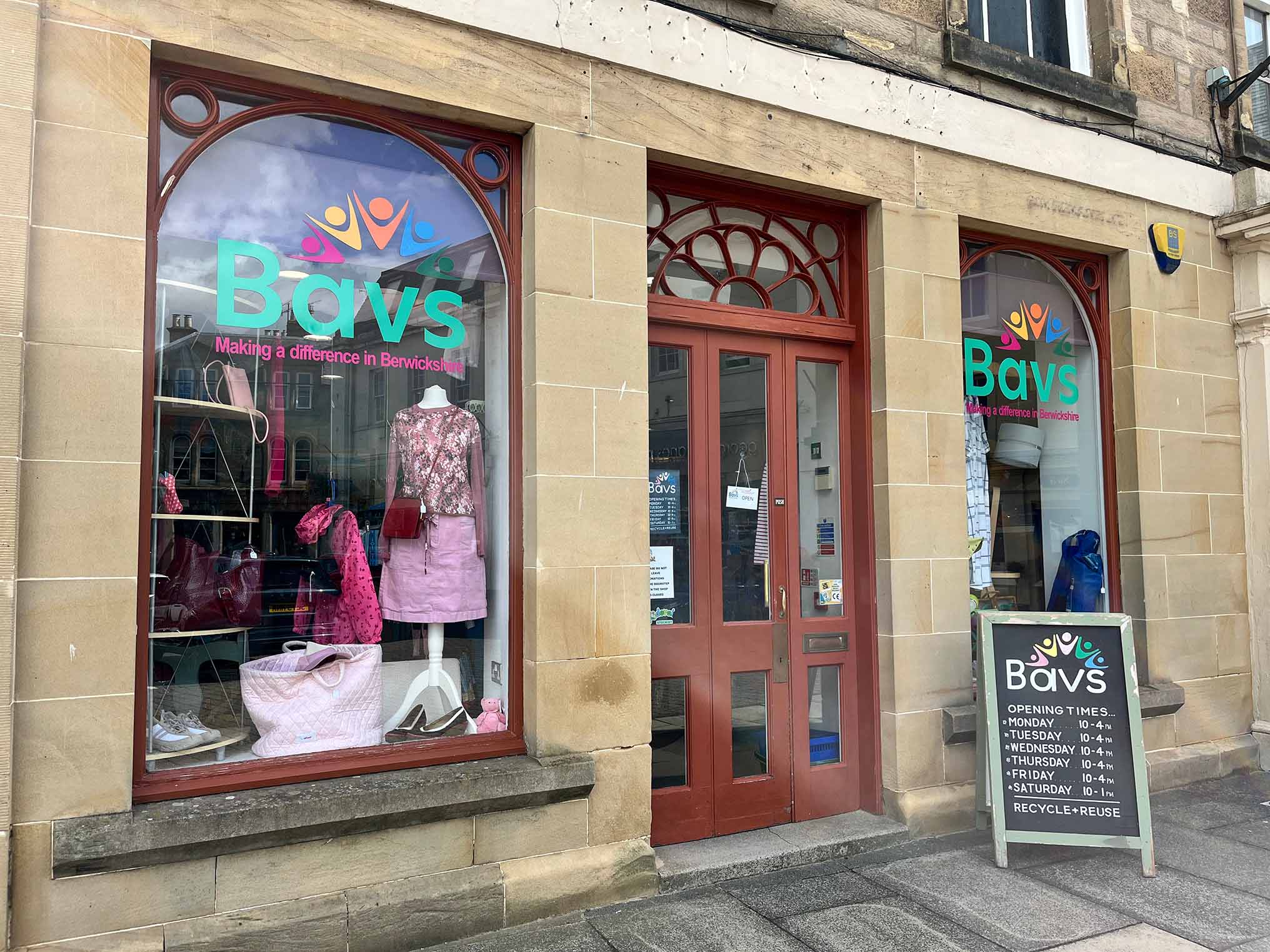 Bavs Charity Shop Duns — exterior left