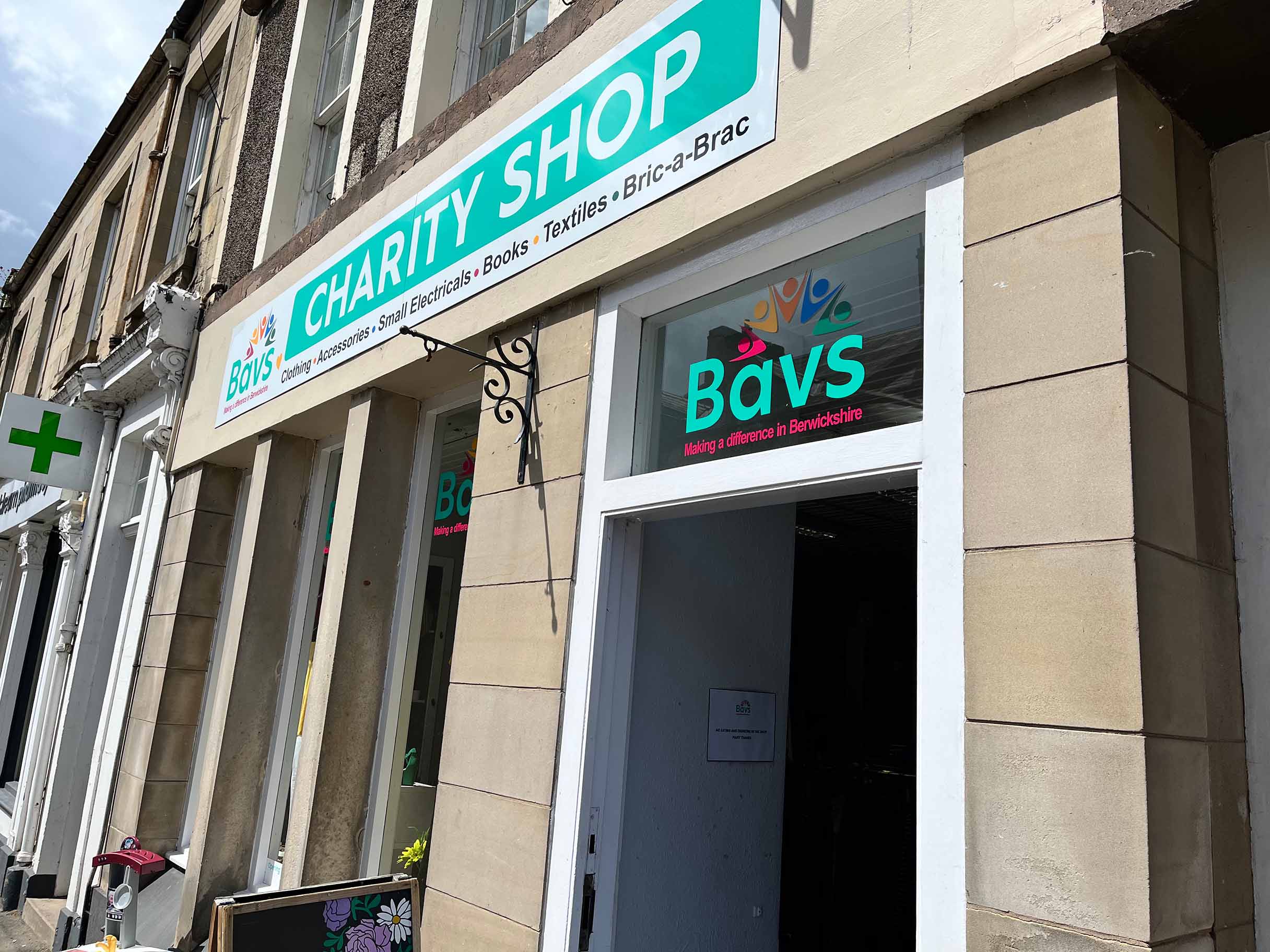 Bavs Charity Shop Coldstream — outside